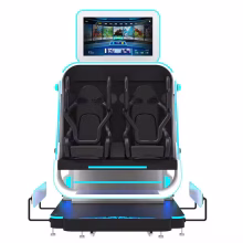 360 درجه 9D تعاملی VR شبیه ساز داخل سالن پویا ایستگاه بازی 2 بازیکن چرخش غلتکی Coaster فلزی تم واقعیت مجازی